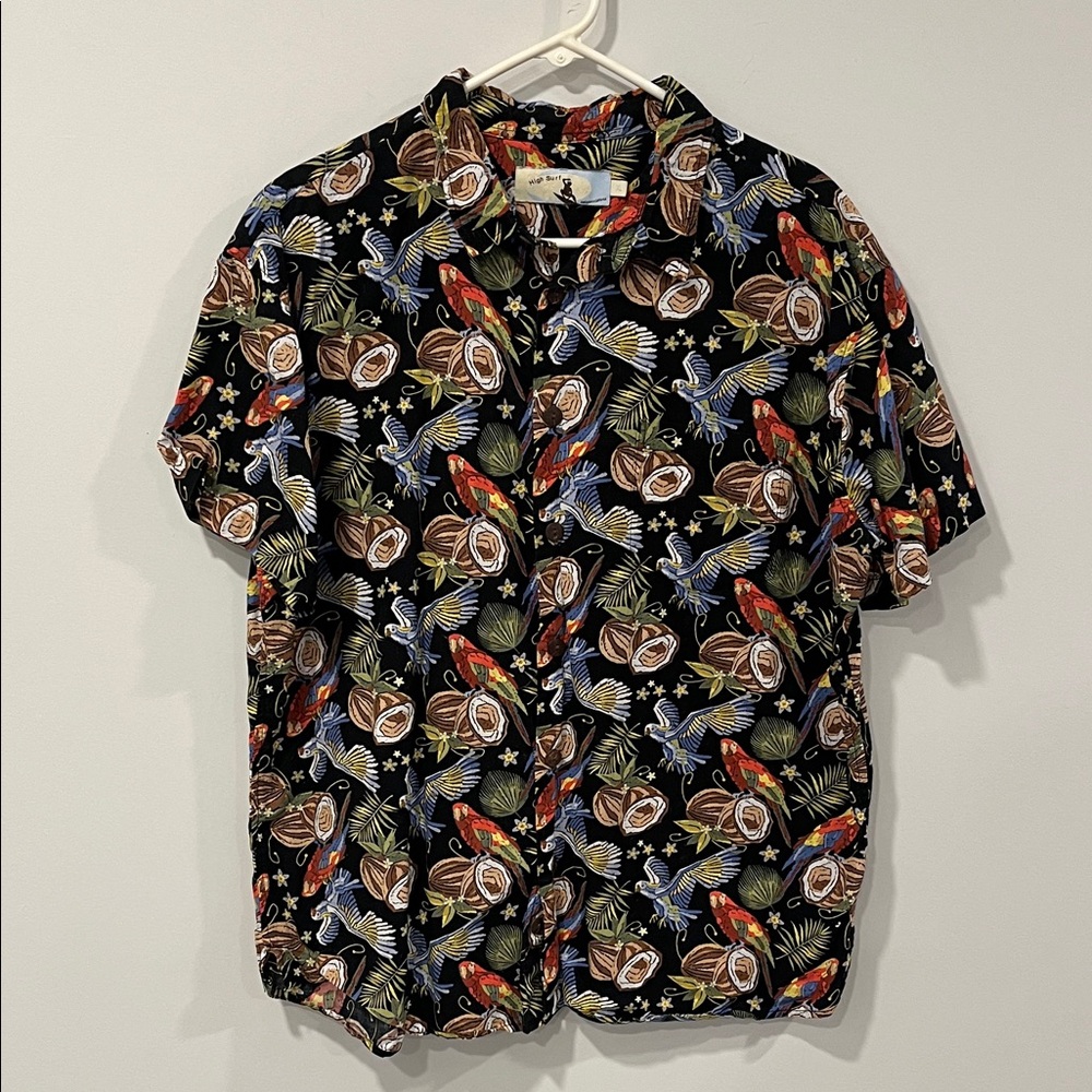 Parrot Print Tropical Coconut Casual Shirt